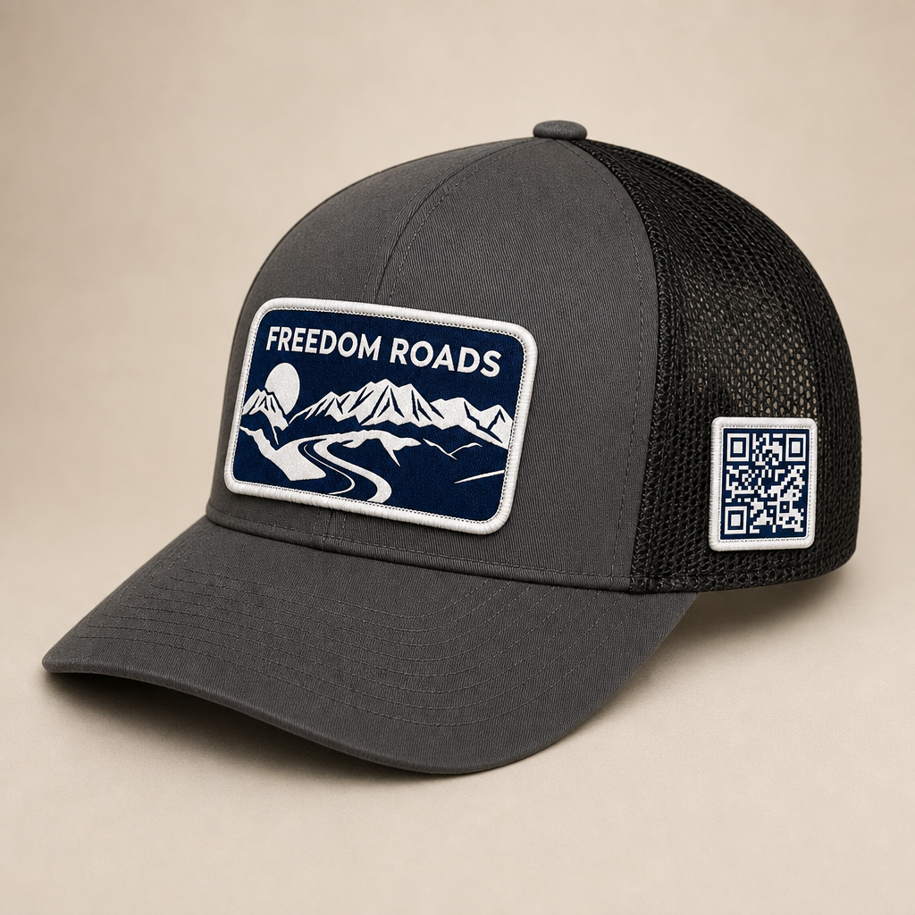 Freedom Roads Trucker Hat — Charcoal & Black